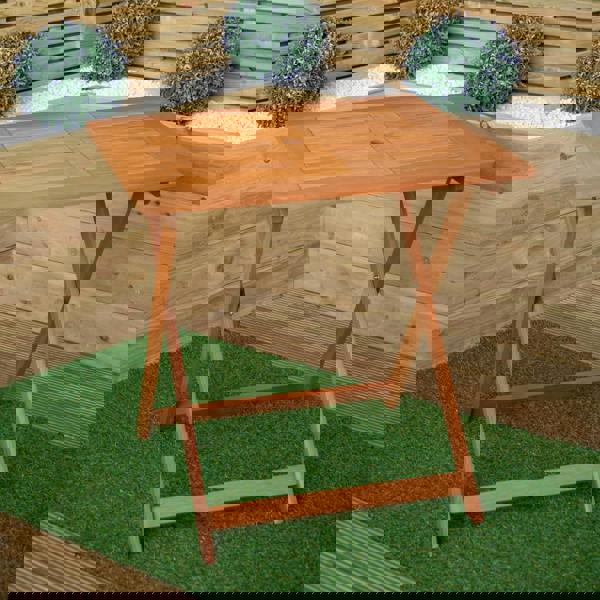 Samuel Alexander Outdoor 4 Person Folding Square Wooden Garden Dining Table Chairs Grey Parasol and Base Set