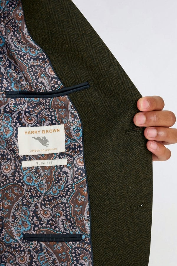 Harry Brown London Henry Tweed Blazer in Olive