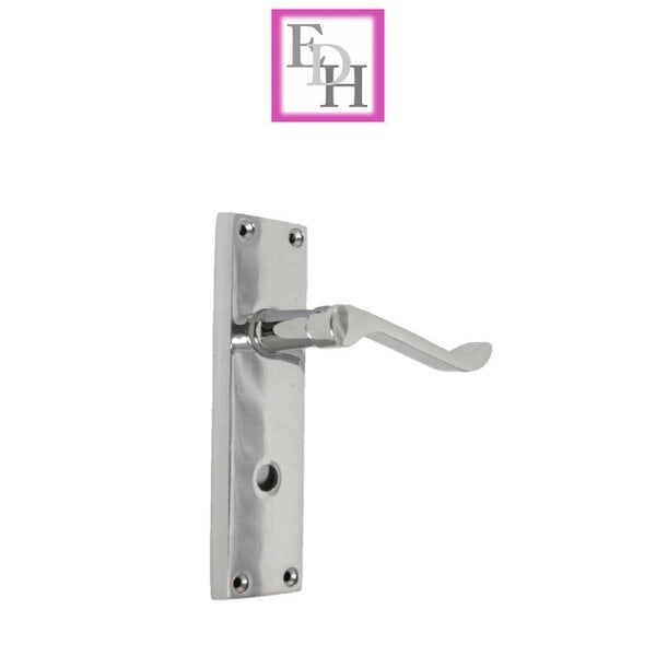 EDH Door Hardware Chrome Bathroom Victorian Style Door Handle Privacy Lock + Bathroom SASH Lock x1