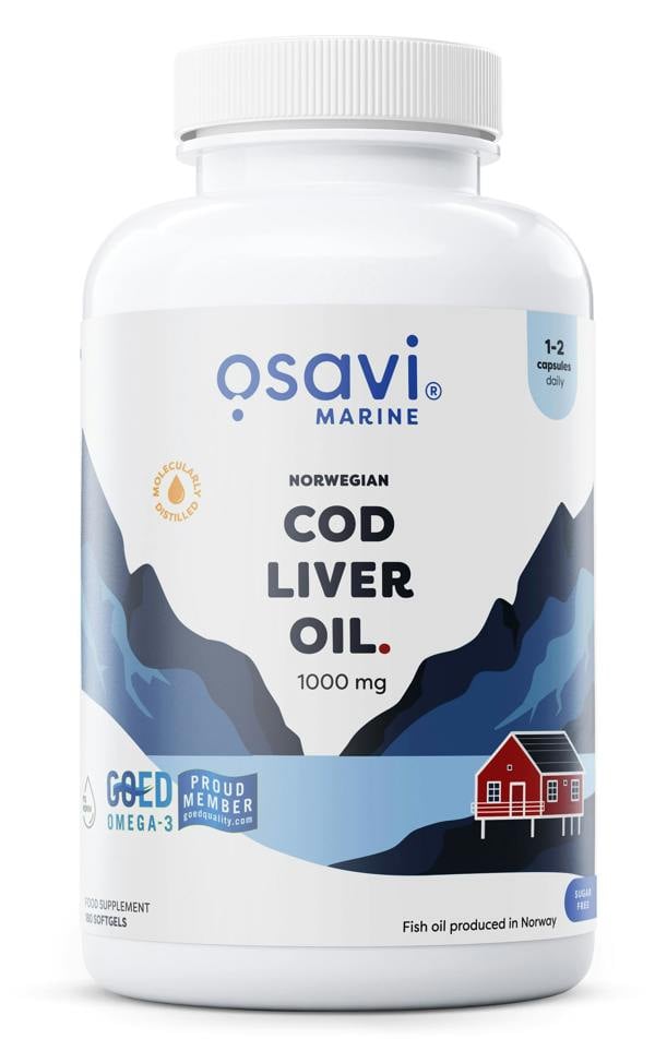 Osavi Norwegian Cod Liver Oil Softgels, 1000mg (Lemon) - 180 softgels