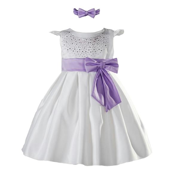 Cinda Satin Christening Party Dress with Headband