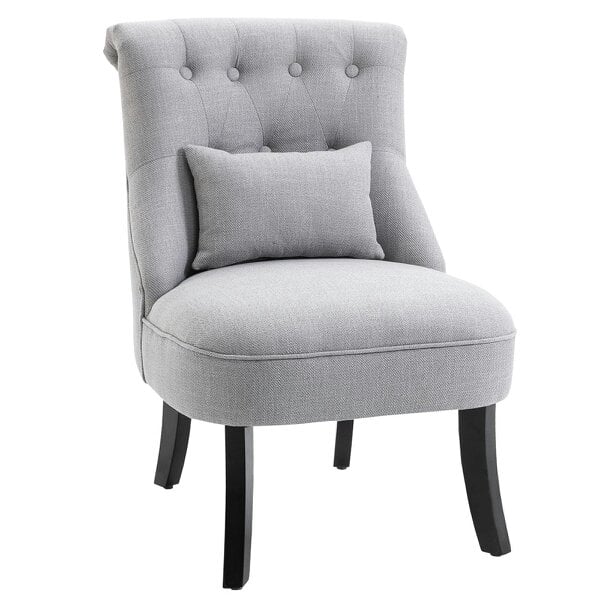 Wyld Haus Lifasu Fabric Grey Tub Style Accent Chair With Pillow And Solid Wood Legs