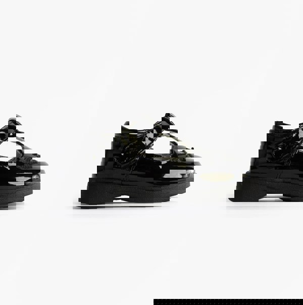 Boulevard Girls Touch Fasten T-Bar School Shoes Black Patent