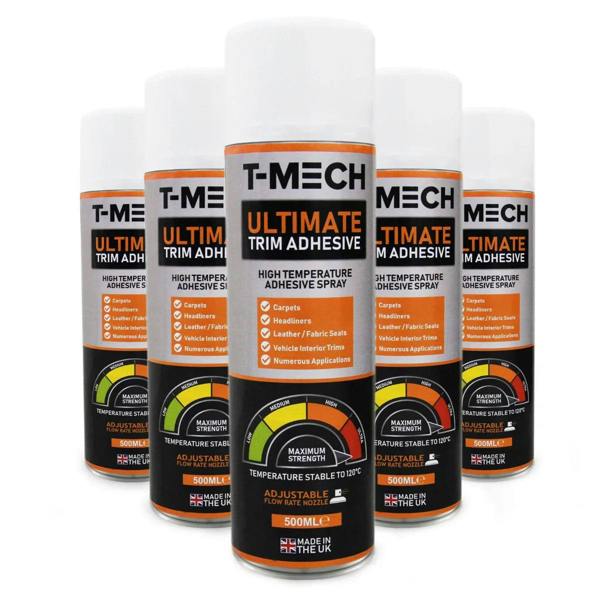 11sqm black van lining spray adhesive cans with adjustable nozzle, high-temperature resistance, and 500ml capacity each