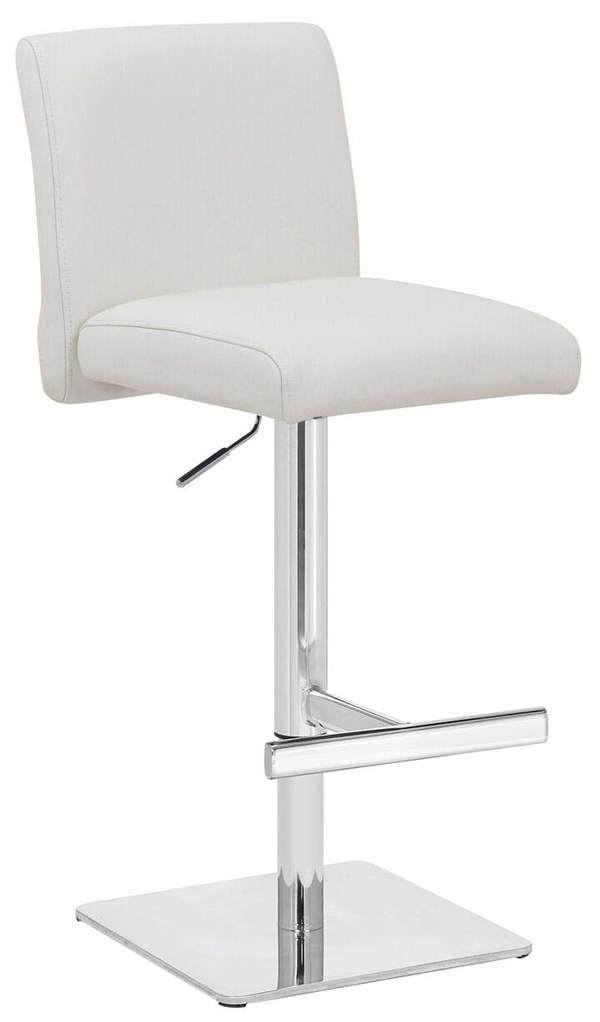 Lamboro Snella White Real Leather Kitchen Bar Stool, Adjustable Height with Weighted Base