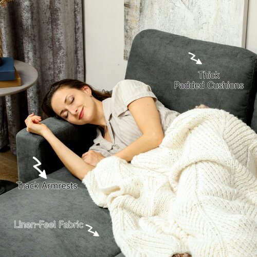 Wyld Haus Sesune Yoli Charcoal Grey Upholstered Pull Out Sofa Bed With Storage and Side Pockets