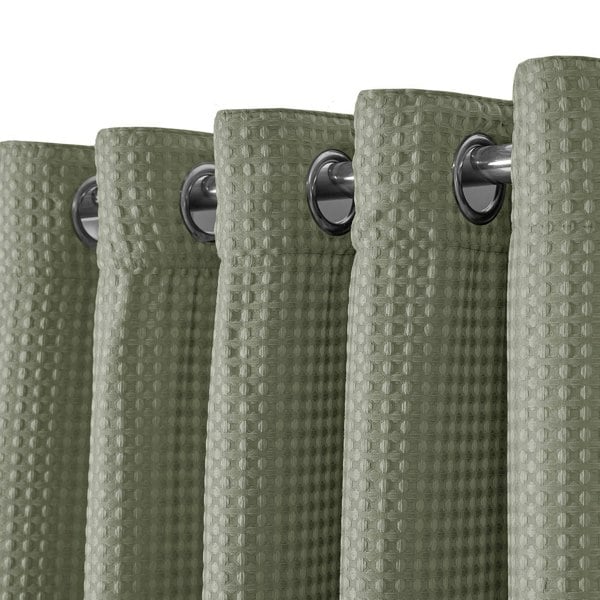 Velosso Waffle Weave Total Blackout Jacquard Eyelet Header Curtains - 117cm x 137cm