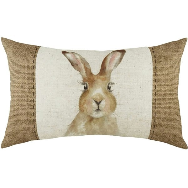 Evans Lichfield Hessian Hare Cushion Cover - White/Brown