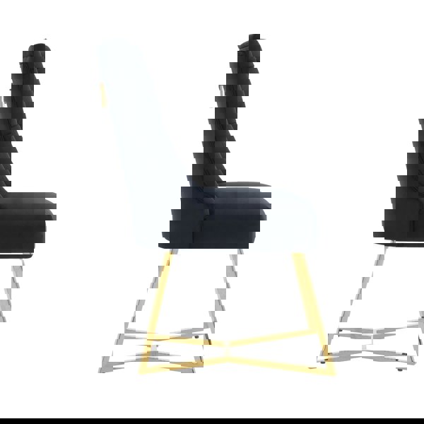 Life Interiors Sinlge Ambra Modern Velvet Dining Chairs with Gold Legs & Ring Handle - Tufted Back, Plush Foam Seat, Luxury Accent Chair