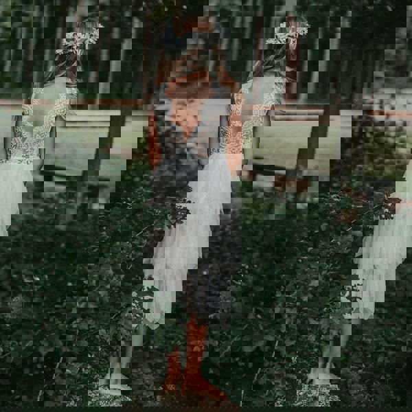 Boho Dreams Dress - Ivory Applique - UK Flower Girl Boutique