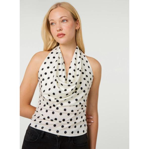Pink Vanilla Polka Dot Cowl Neck Top