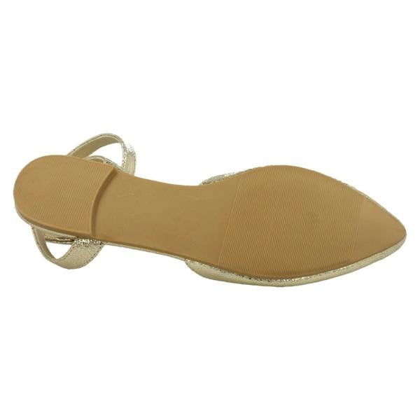 Spot On Ladies Spot On Flat Pointed Toe Ankle Strap Shoes F80538