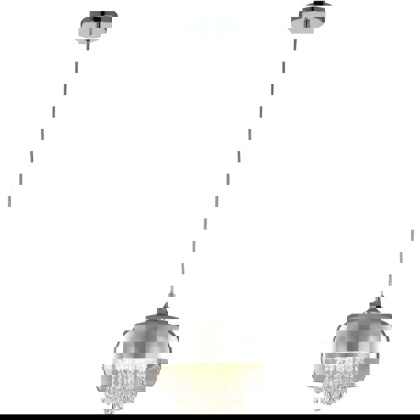 Milagro Luna Pendant 21CM 1XE14 Designer Light Crafted From A Chrome Fitting And Glass Shades With Suspended Crystals