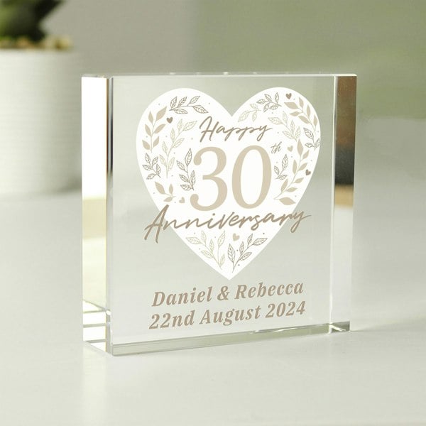 Personalised Memento Company Personalised 30th Pearl Wedding Anniversary Crystal Token