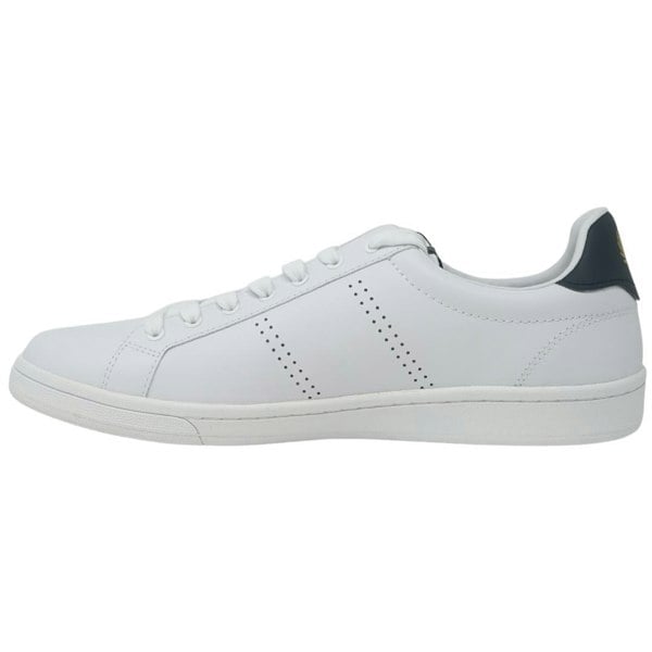 Fred Perry Black Heel Leather Trainers - White