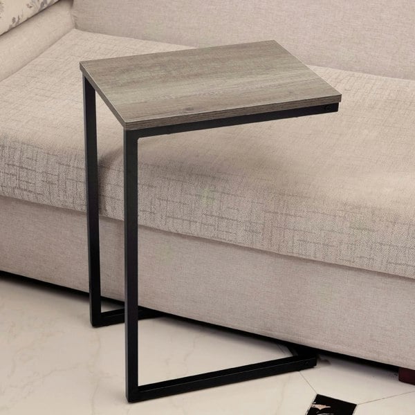 Rafaelo Mobilia 60CM Tall Industrial C-Shaped Sofa End Table Brown