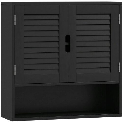 Wyld Haus Neco Wall Mounted Bathroom Storage Cabinet With Adjustable Shelves Black 60 x 20 x 60cm