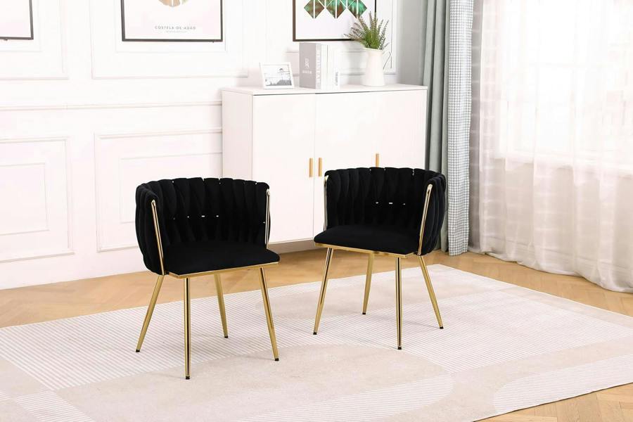 HYGRAD BUILT TO SURVIVE Modern Velvet Accent Dining Chairs, Gold Legs – Set of 2 | HYGRAD®