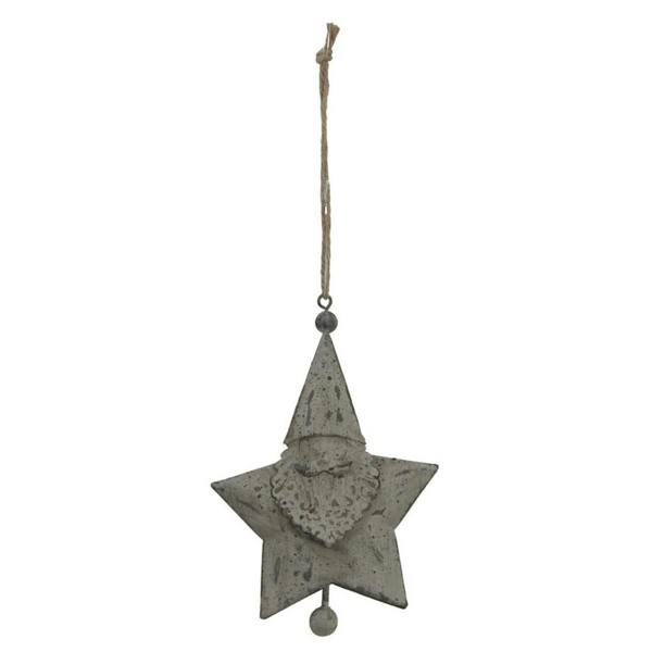 Hill Interiors Rustic Santa Christmas Hanging Decoration - White/Red - 