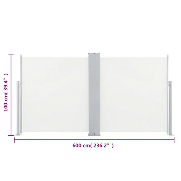Berkfield Retractable Side Awning Cream 100x600 cm