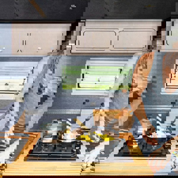 Monstershop Overhead Camper Cabinet With Black Trim – 120cm x 25cm x 25cm