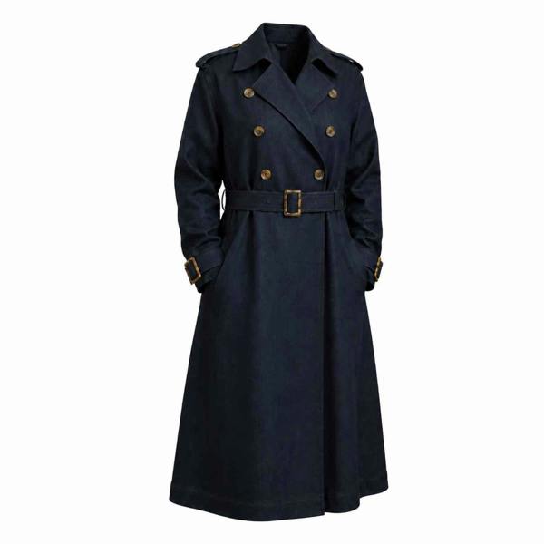 Sylvia Piechulla Plus Size Dark Navy Denim Trench Coat | Relaxed Oversized Longline Trench
