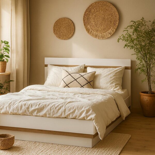 Wyld Haus Foxwhisk King Size 5ft Bed in White and Oak Wood Lift Up