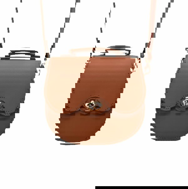 Zatchels Handmade Leather Twist Lock Saddle Bag - Chestnut