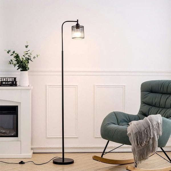 Industrial Metal Floor Light with Mesh Lampshade Floor Lamps Living and Home