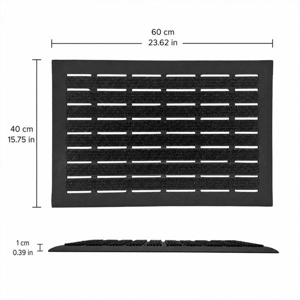 Nicoman Integrated Brush Strip Door Mat with Elevated Drainage Design