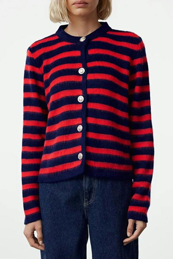 WOVCOR Soft Textured Striped Knit Cardigan
