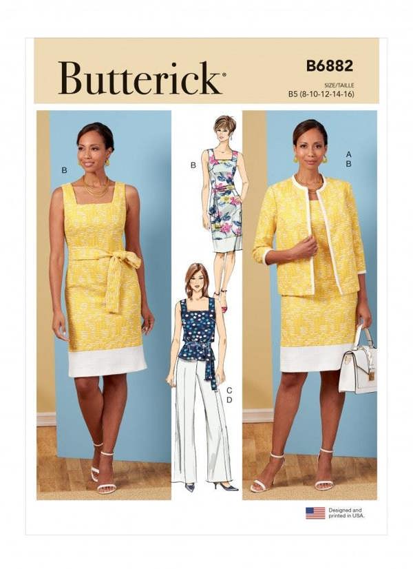 Butterick Sewing Pattern 6882, Jackets, Dresses, Tops, Trousers for Women, B5 (8-10-12-14-16) - Intermediate