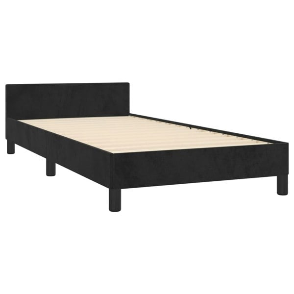 Berkfield Bed Frame with Headboard Black 90x190cm 3FT Single Velvet