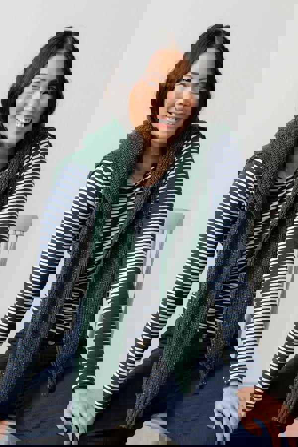 Lily & Me Monica Jersey Striped Long Sleeve Top Navy