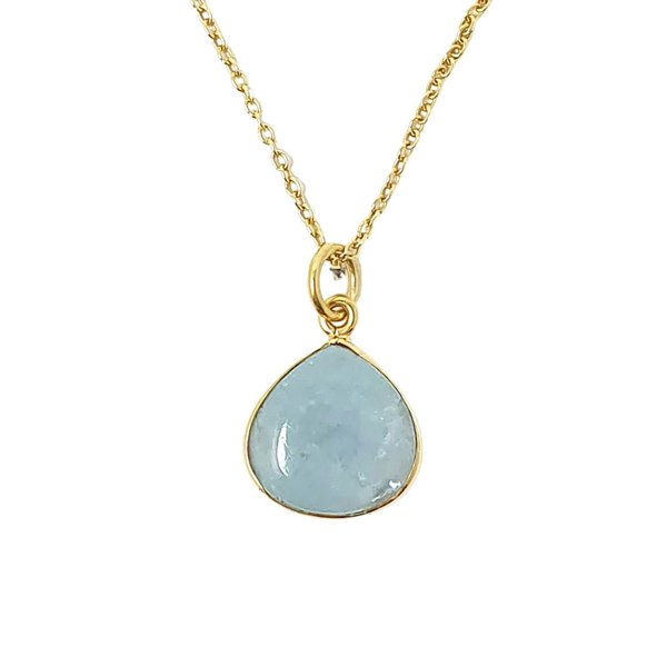 18ct Gold Vermeil Plated Aquamarine March Birthstone Necklace