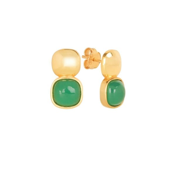 Lila Rasa Glossy Gold & Emerald Green Crystal Stud