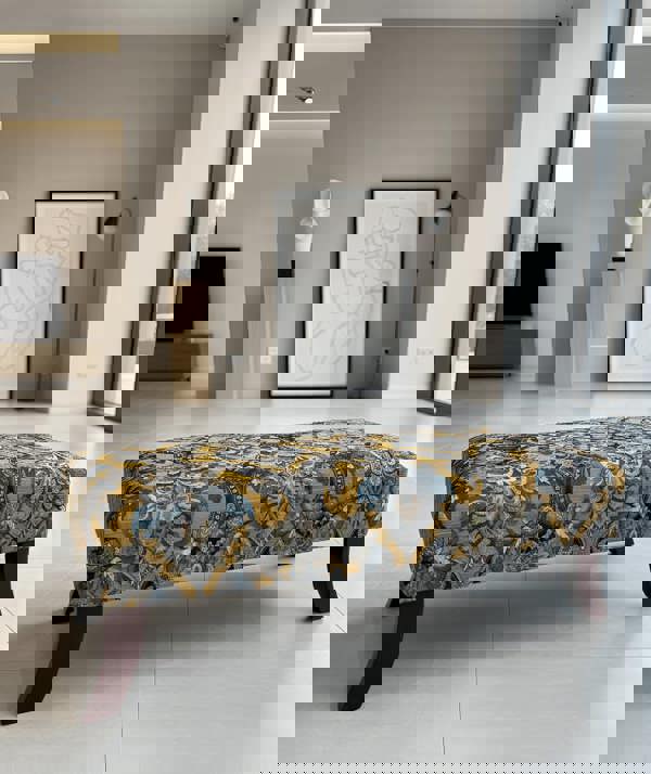 Floral patterned ottoman footstool for sofa seating- ISTOOLS