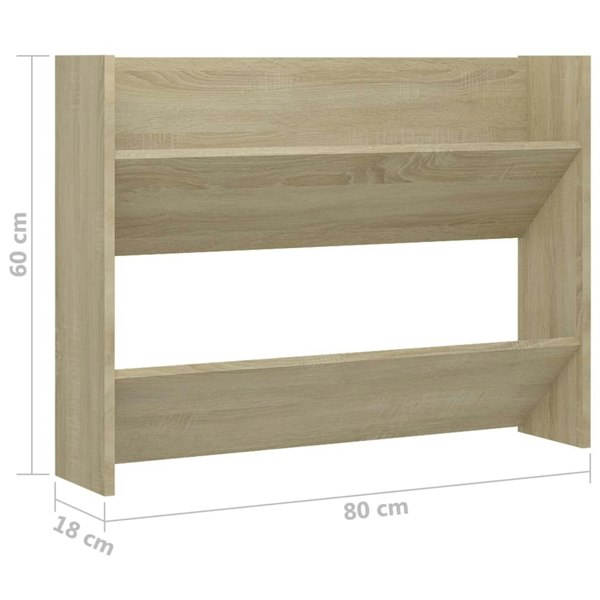 Berkfield Wall Shoe Cabinets 2 pcs Sonoma Oak 80x18x60cm Engineered Wood
