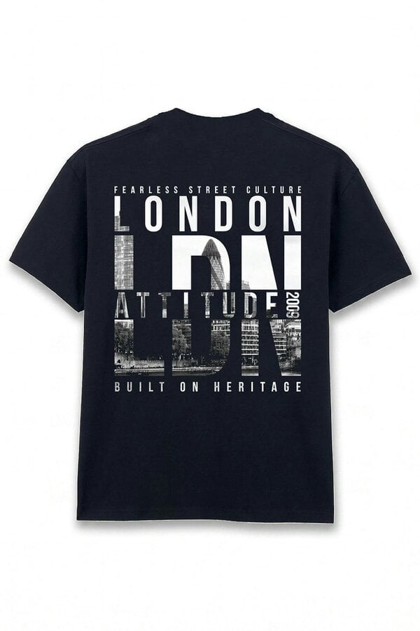 London Attitude Fearless Street Culture Oversized Heavyweight Graphic T-Shirt