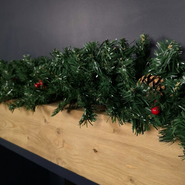 Samuel Alexander Premier 270cm (9ft) Christmas Garland Decoration With Red Berries & Cones