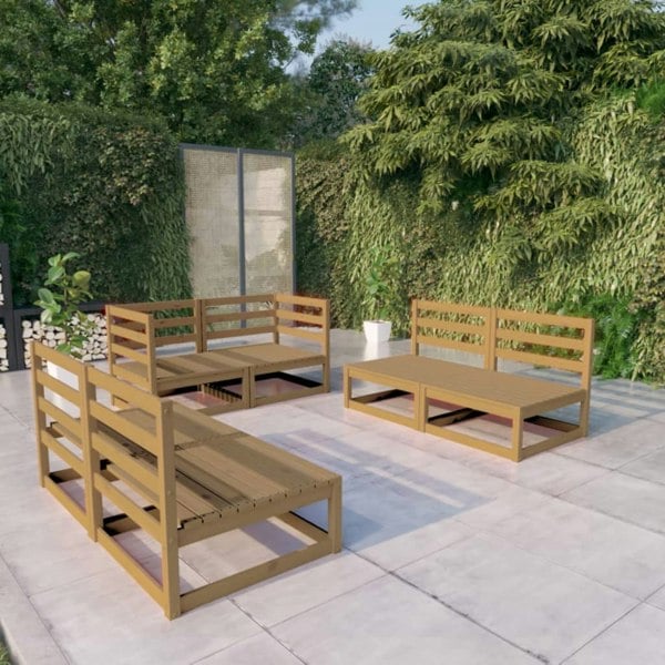 Berkfield 6 Piece Garden Lounge Set Honey Brown Solid Pinewood