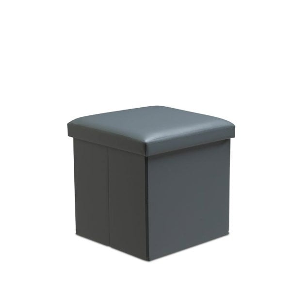 Snug City Faux Leather Storage Ottoman Storage Box With Lid Foldable - 38x38x38cm Square