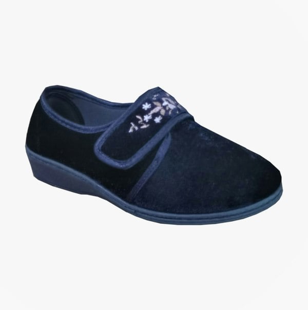 Sleepers ELSIE Womens Touch Fasten/Velcro Slippers Navy