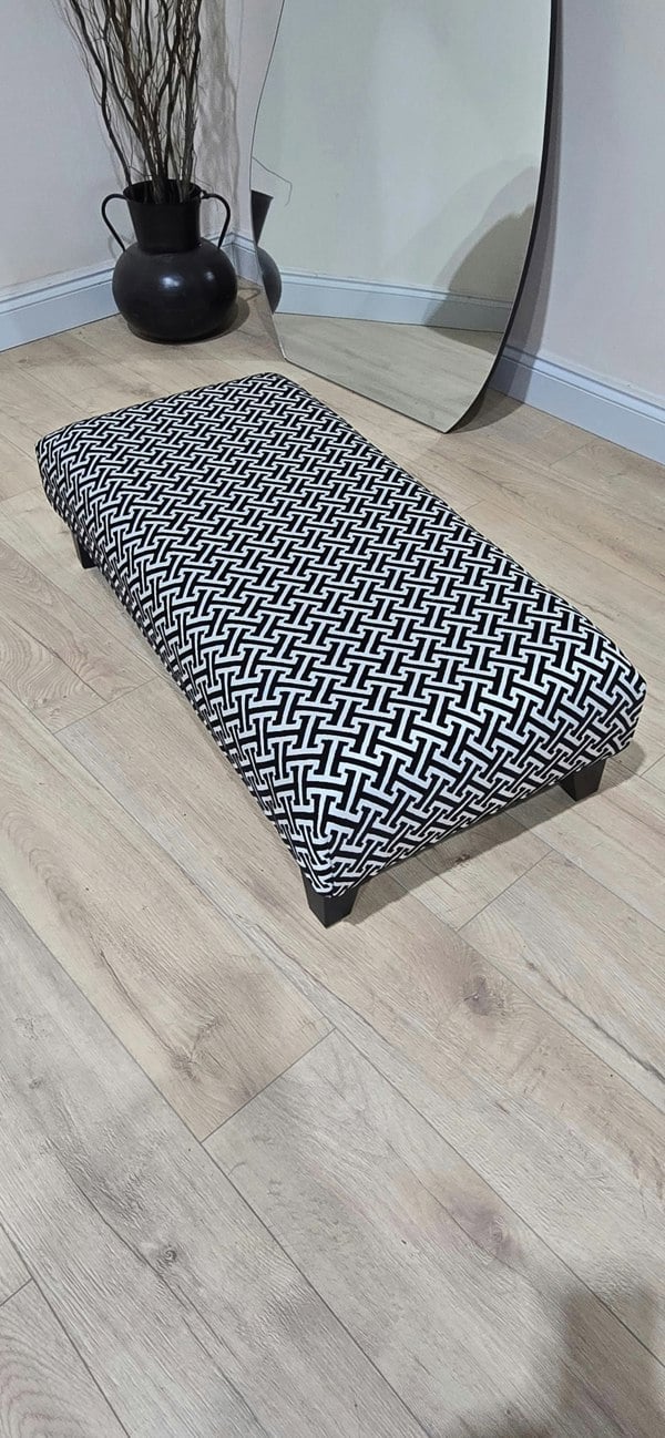 Eden embossed premium pattern Footstool window bay seat pouffe coffee table - ISTOOLS