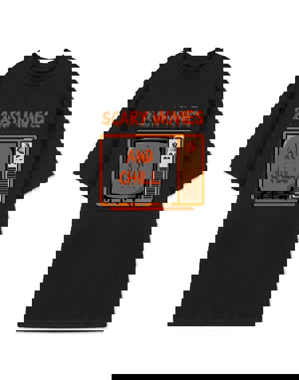 Show Me The Merch Unisex Black Scary Movies and Chill Short Sleeved T-Shirt