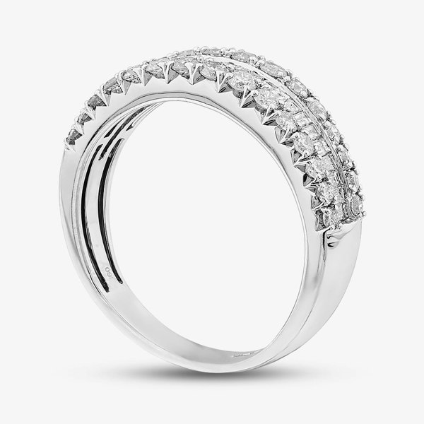 T. H. Baker 9ct White Gold 1.00ct Baguette & Brilliant Cut Diamond Three Row Ring THR44489-100