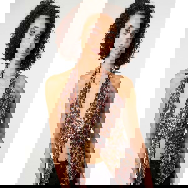 Pink Vanilla Animal Lace Halter Neck Top