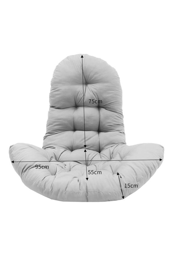 Living and Home Outdoor T-Shaped Egg Chair Cushion Hanging Swing Chair Pad,Light Grey