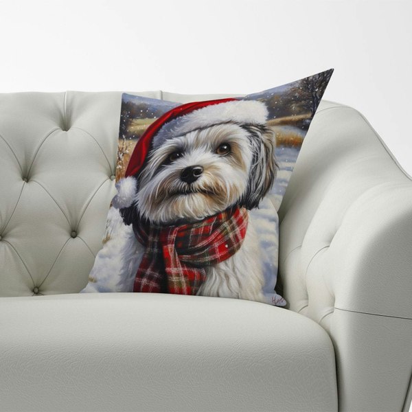 Warren Reed Snowy Christmas Havanese Cushion