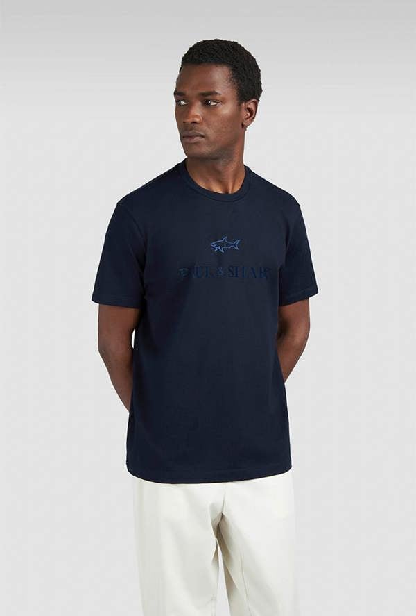 Paul & Shark Cotton Jersey T-Shirt with Logo Print